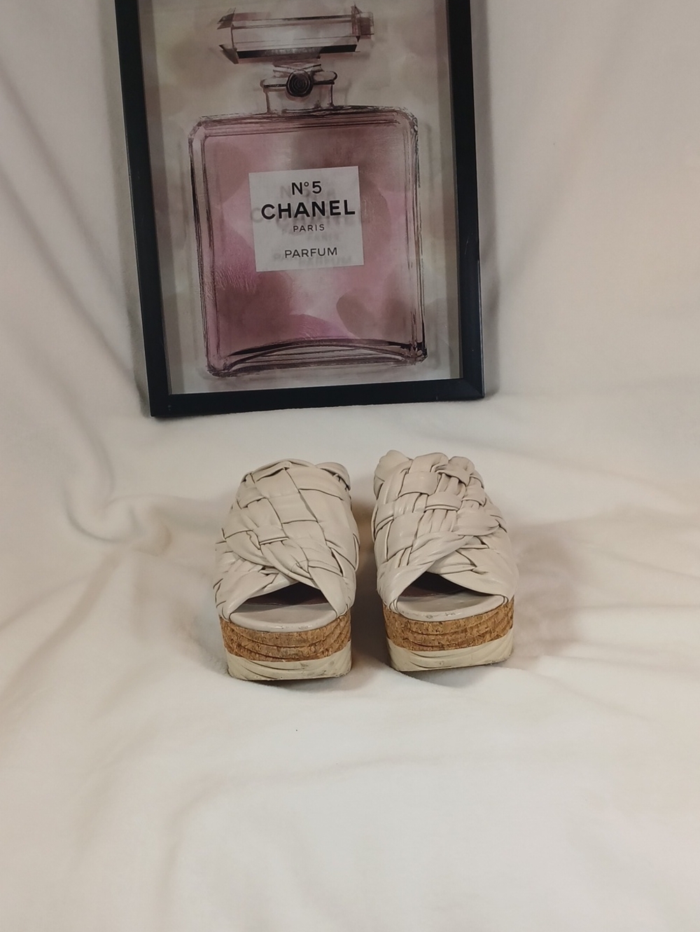 Homers Artisan Woven Platform Slide Sandals - Cream Sz 38